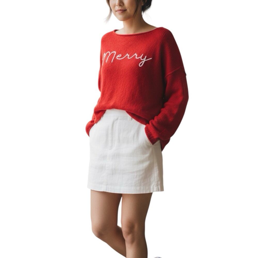 Cozy Merry Red Holiday Knit Sweater Women’s Small Medium
